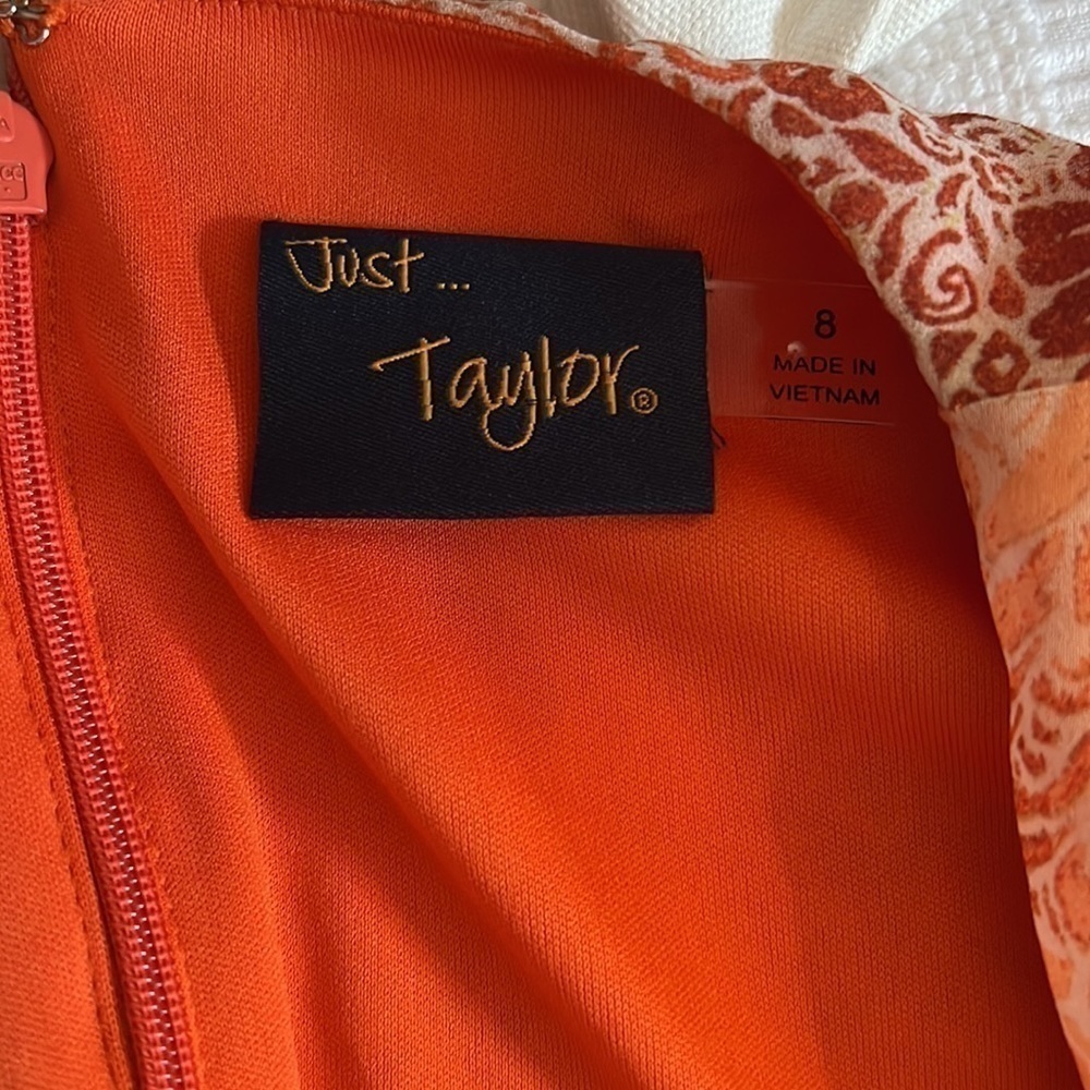 NWT Just Taylor Orange Floral V-Neck Long-sleeve Dress Size 8 - Picture 9 of 12